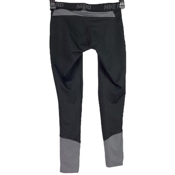 Nike Pro Compression Pants Youth/Boys L Black Gray Dri Fit Staight Leg Tights - Picture 5 of 7